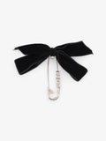 Christian Dior Logo Block Letters with Ribbon Safety Pin Brooch Black / Silver Base Metal