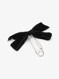 Christian Dior Logo Block Letters with Ribbon Safety Pin Brooch Black / Silver Base Metal
