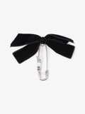 Christian Dior Logo Block Letters with Ribbon Safety Pin Brooch Black / Silver Base Metal
