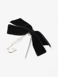 Christian Dior Logo Block Letters with Ribbon Safety Pin Brooch Black / Silver Base Metal