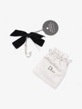 Christian Dior Logo Block Letters with Ribbon Safety Pin Brooch Black / Silver Base Metal