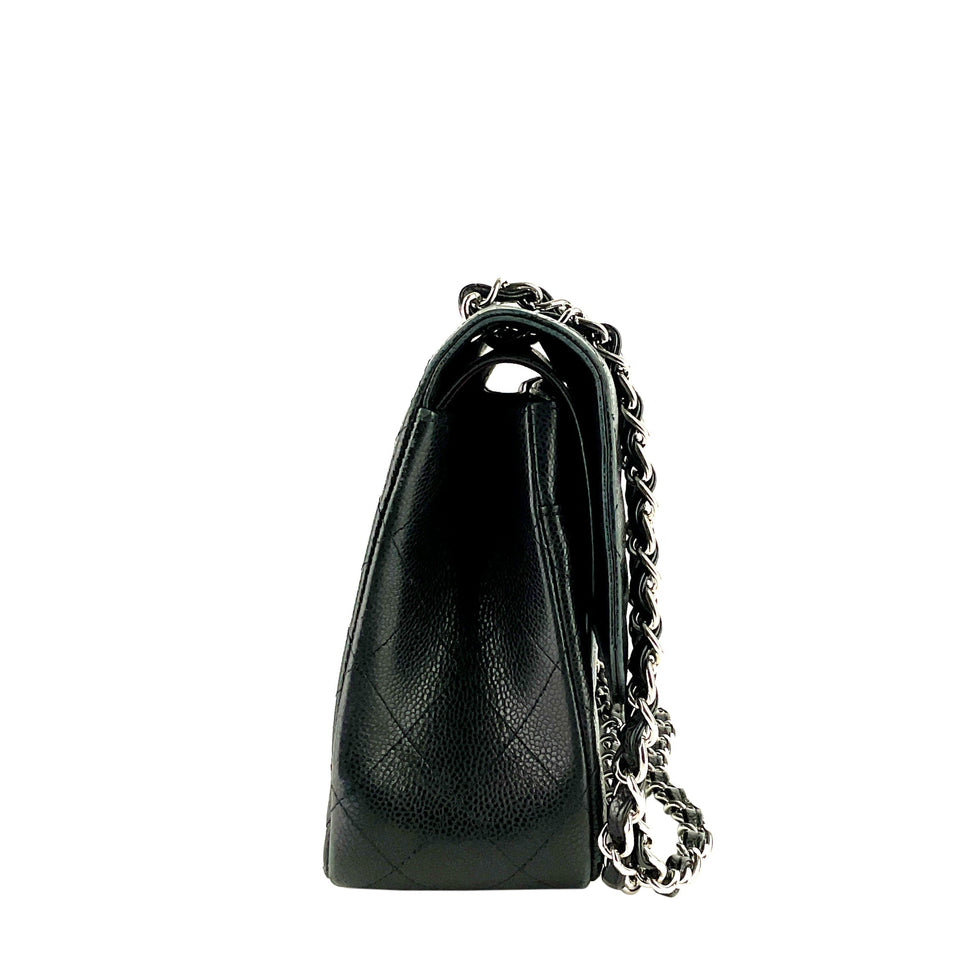 Chanel Double Flap Quilted Caviar Leather Bag