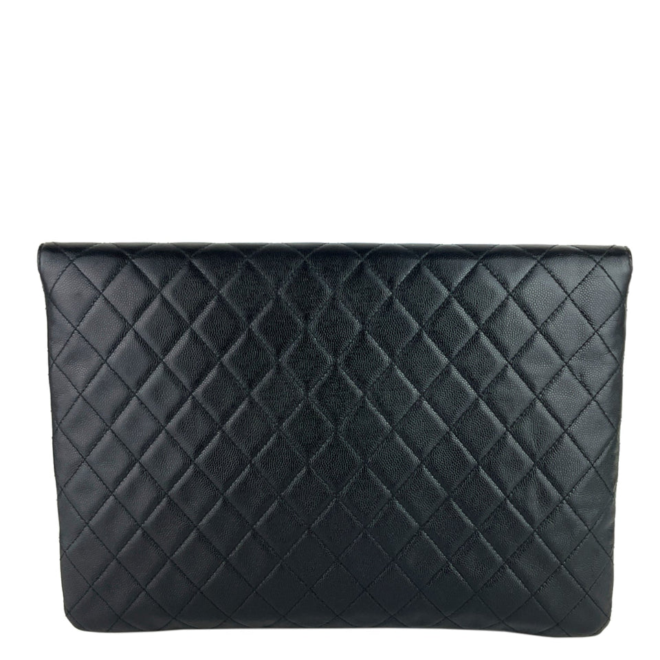 Chanel Golden Class O-Case Large Caviar Leather Clutch Bag