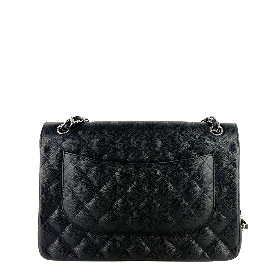 Chanel Double Flap Quilted Caviar Leather Bag