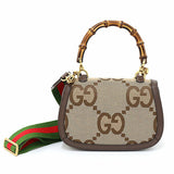 Gucci Handbag 675797 GG canvas beige Bamboo 1947 Jumbo GG Small Top Handle Bag