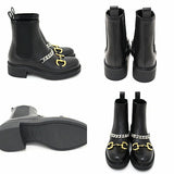 Gucci boots 670393 leather black Horsebit Chain Chelsea Boots No size specified