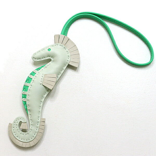 Hermes charm Anyo Miro White / grey Ipo seahorse bag charm