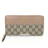 Gucci Long Wallet Purse 456117 GG Supreme Canvas beige Double G zip-around wallet