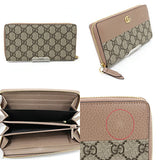 Gucci Long Wallet Purse 456117 GG Supreme Canvas beige Double G zip-around wallet