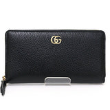 Gucci Long Wallet Purse 456117 leather black Double G Leather Zip Around Wallet