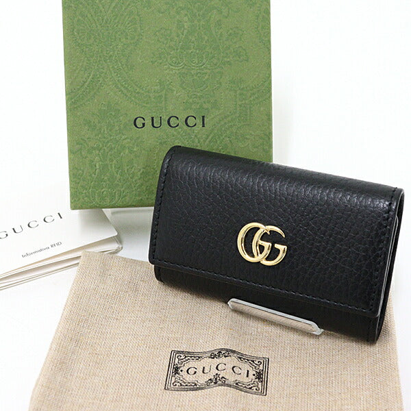 Gucci Key case Key holder 456118 Genuine Leather black Interlocking G