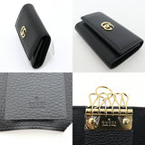 Gucci Key case Key holder 456118 Genuine Leather black Interlocking G