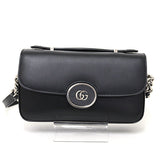 Gucci Shoulder Bag 739722 leather Black Silver GG logo Shoulder Bag Women