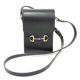 Gucci Shoulder Bag 625615 leather Black gold Horsebit 1955 Women