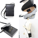 Gucci Shoulder Bag 625615 leather Black gold Horsebit 1955 Women