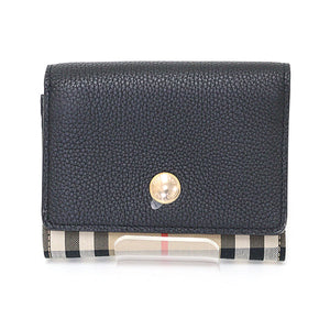 Burberry Tri-fold wallet Leather, Polyurethane black Burberry check Women