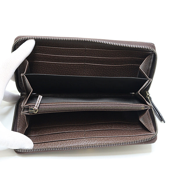 Gucci Long Wallet Purse 658634 Leather, GG canvas beige Zip Around long wallet Women