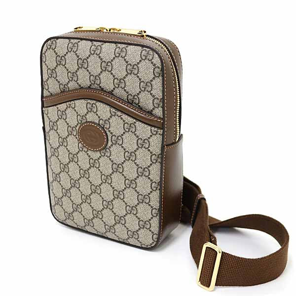 Gucci Sling bag 696016 GG Supreme canvas, leather Brown Interlocking G Sling Bag mens
