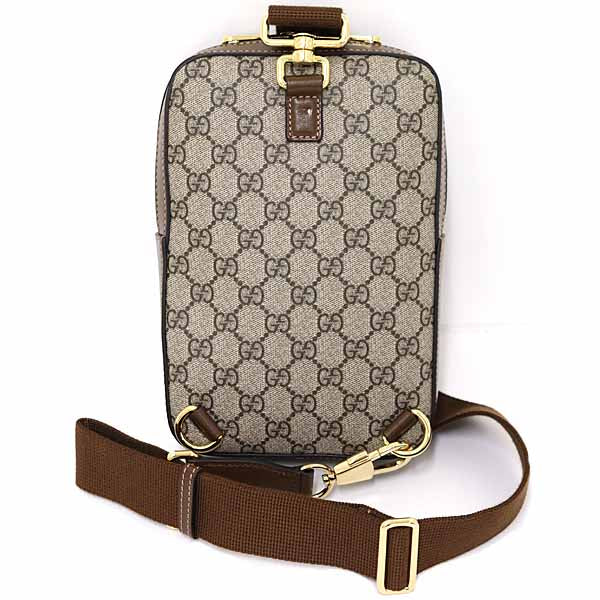 Gucci Sling bag 696016 GG Supreme canvas, leather Brown Interlocking G Sling Bag mens