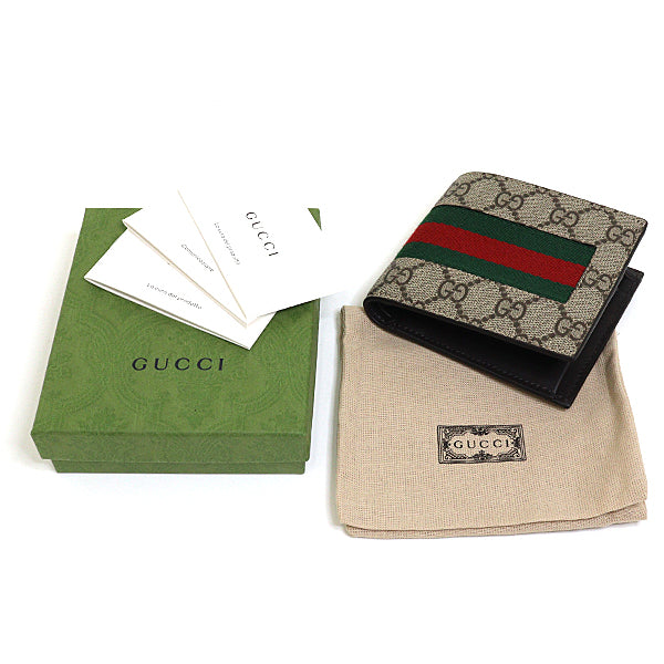 Gucci Bifold Wallet 779854 GG Supreme Canvas beige Compact wallet mens