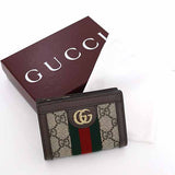 Gucci Bifold Wallet 813296 GG Supreme canvas, leather beige Ophidia Small Wallet Women