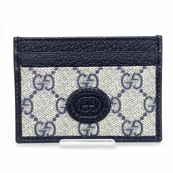 Gucci Card Case 673002 GG Supreme Canvas beige Interlocking G mens