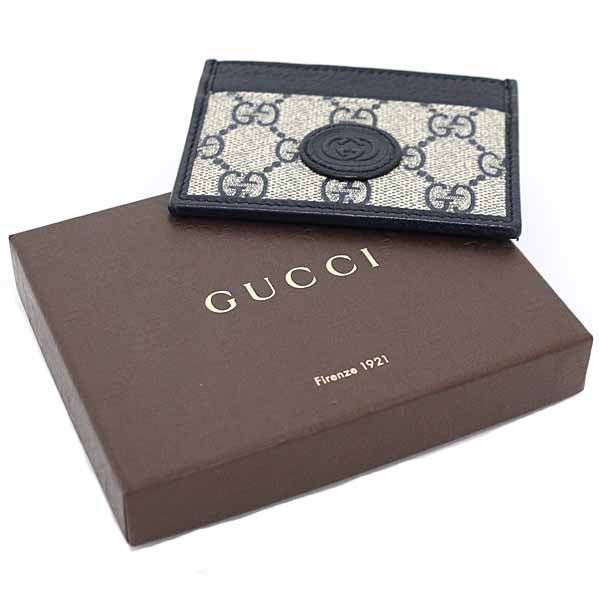 Gucci Card Case 673002 GG Supreme Canvas beige Interlocking G mens
