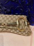 Gucci Horsebit 1955 Large Cloth Beige Monogram Gold Leather Shoulder bag