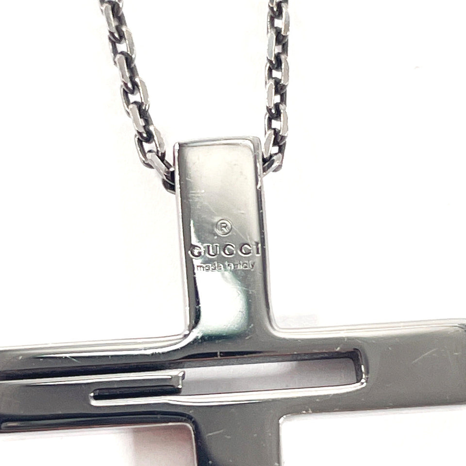 Gucci Necklace Silver925 black Black rhodium plating Cross Cutout G