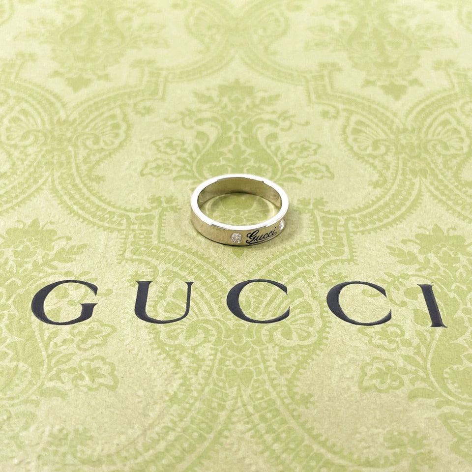 Gucci Ring K18 White Gold, Diamond Silver Icon print 12