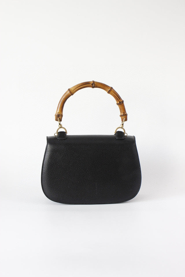 Gucci Bamboo Top Handle Bag Leather Medium Black