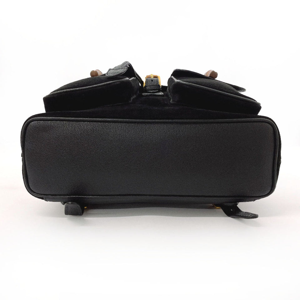 Gucci Backpack 003ã»1998 Suede, Leather black Bamboo