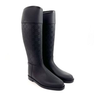 Gucci Rain shoes rubber black GG rain boots 36