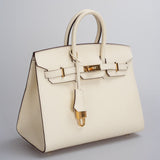 Hermes Birkin 25cm Sellier Bag in Nata Epsom Leather With Gold Hardware From