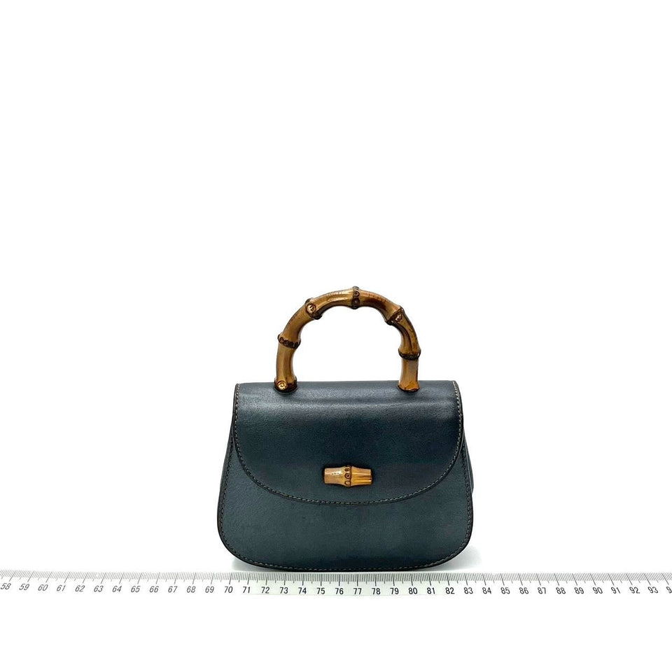 Gucci Bamboo 1947 Night Super Mini Black Leather with Chain