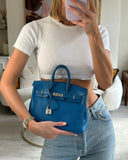 *FIRE PRICE* Hermes Birkin 25 Retourne Bag in Bleu De Galice Epsom Leather with Palladium Hardware
