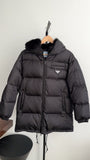 Prada Re Nylon Black Shearling Lined Hooded Down Parka Jacket - XS / 36 / 2 / 4
