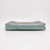 Gucci Pink Teal Mini Metallic Laminated Trapuntata Leather Horsebit Clutch