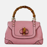 Gucci Bamboo Top Handle Bag Leather Medium Pink Studs