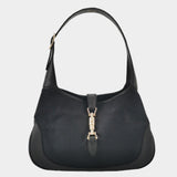 Gucci Jackie 1961 Small Monogram Canvas and Leather Bag Black