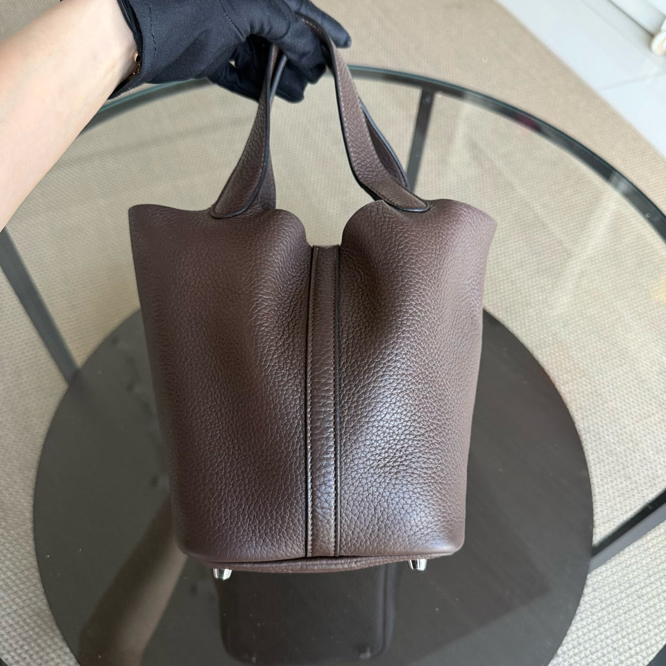 Hermes Picotin 18 - TC Clemence Leather Palladium Silver Hardware Stamp Square P