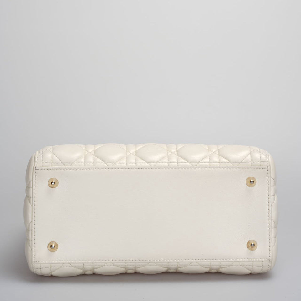 Christian Dior Lady Dior Bag White Medium 2017