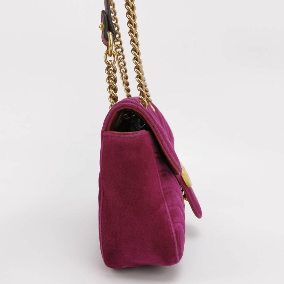 Gucci Marmont Mini Flap Pink Velvet Handbag