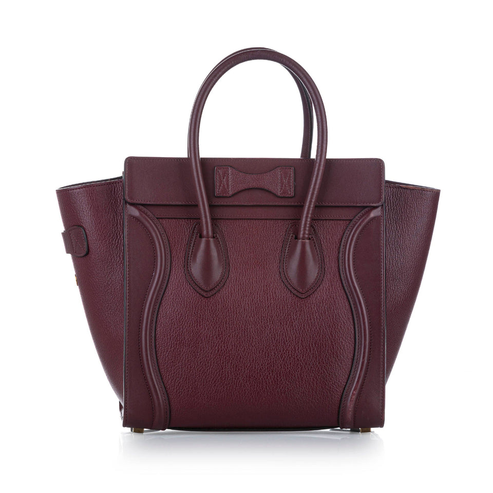 Celine Luggage Leather Tote Bag Purple