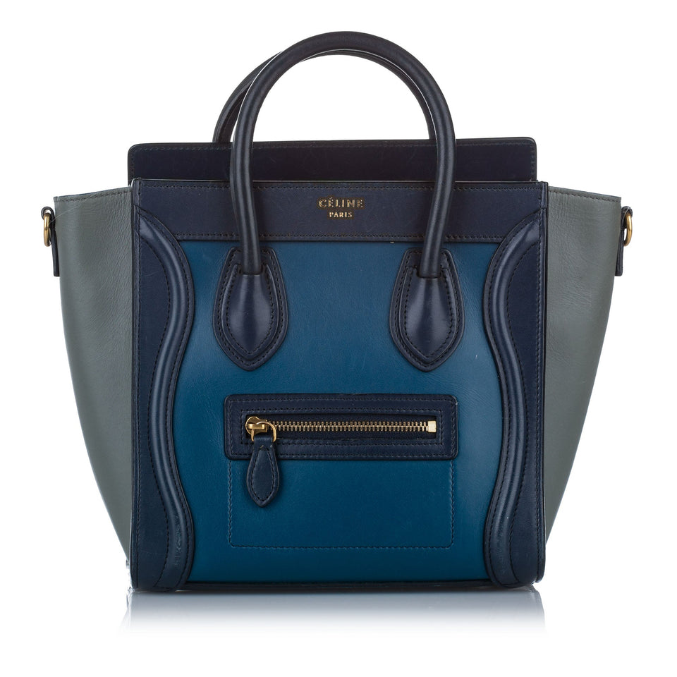 Nano Luggage Leather Satchel Blue