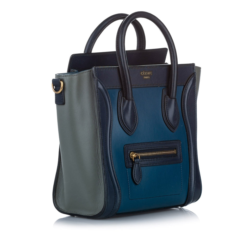 Nano Luggage Leather Satchel Blue