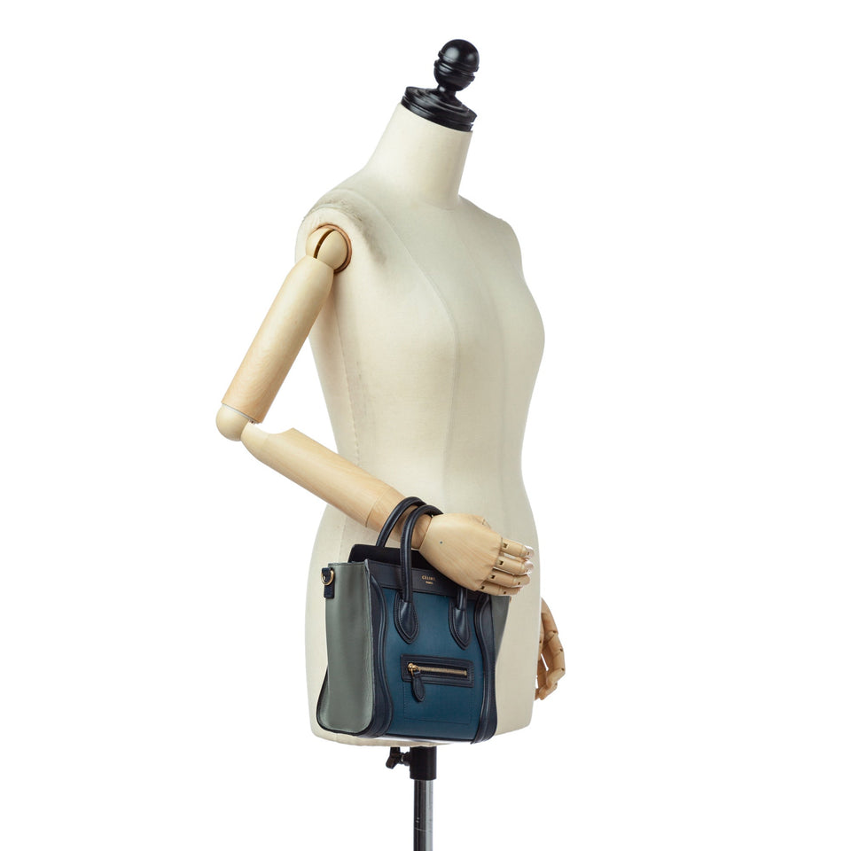 Nano Luggage Leather Satchel Blue