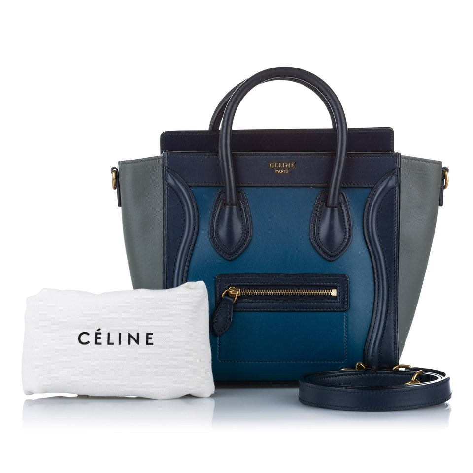 Nano Luggage Leather Satchel Blue