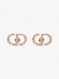Christian Dior Petit CD Stud Earrings with White Crystals Gold Base Metal