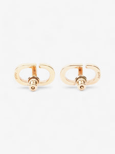 Christian Dior Petit CD Stud Earrings with White Crystals Gold Base Metal